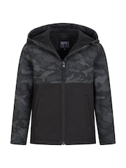 Mountain Warehouse Black Kids Exodus Camo Yoke Water Resistant Softshell - Image 4 of 5