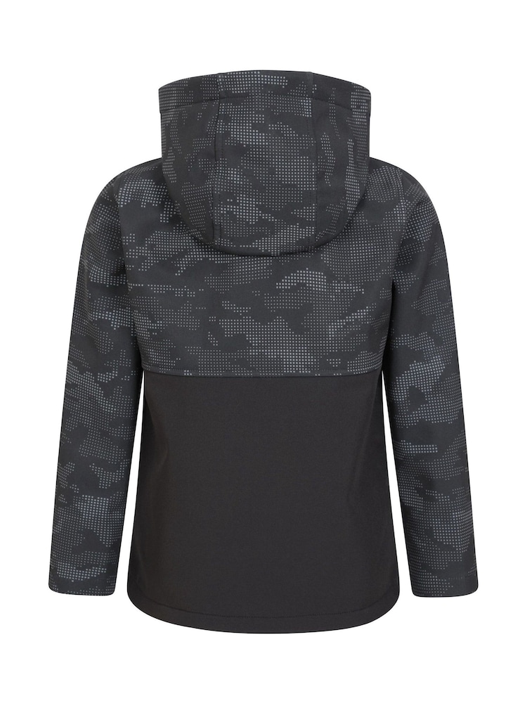 Mountain Warehouse Black Kids Exodus Camo Yoke Water Resistant Softshell - Image 5 of 5