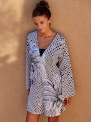 Mono Palm 100% Cotton Kaftan Cover-Up - Image 2 of 8