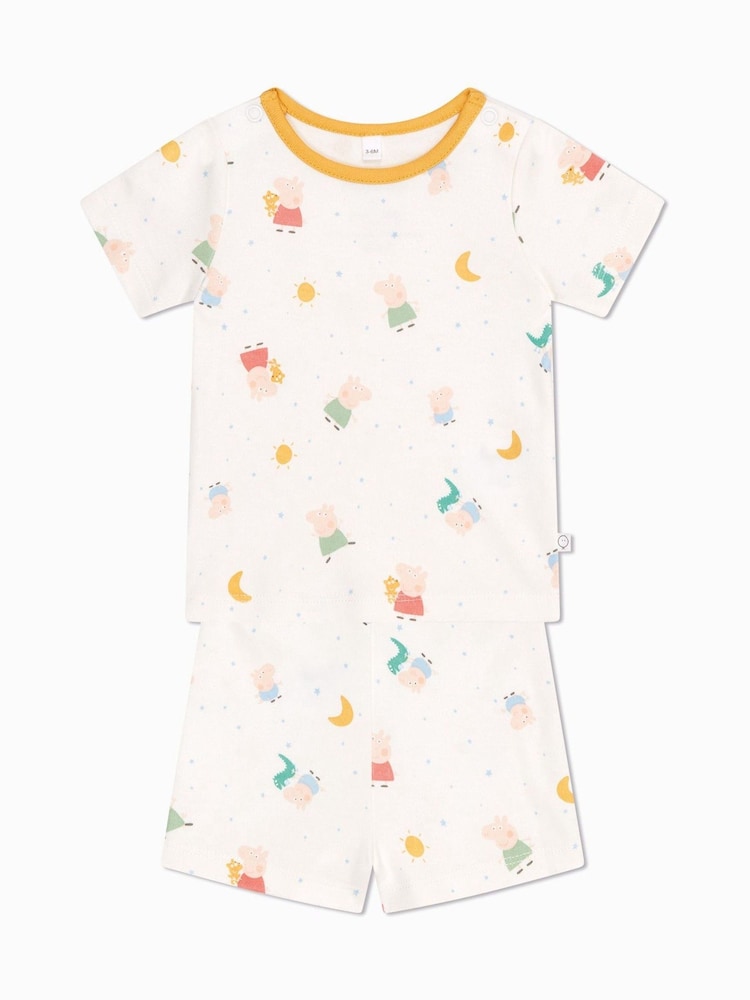 MORI Cream Cotton Peppa Pig Print Summer Pyjama Set - Image 1 of 1