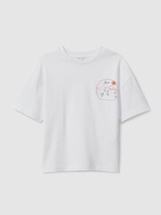 Reiss Optic White/Orange Monte Teen Cotton Crew Neck Motif T-Shirt - Image 1 of 4