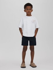 Reiss Optic White/Orange Monte Teen Cotton Crew Neck Motif T-Shirt - Image 2 of 4