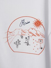 Reiss Optic White/Orange Monte Teen Cotton Crew Neck Motif T-Shirt - Image 4 of 4