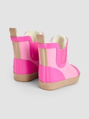 JoJo Maman Bébé Light Pink Cosy Lined Colour Block Wellies - Image 2 of 4