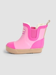 JoJo Maman Bébé Light Pink Cosy Lined Colour Block Wellies - Image 3 of 4