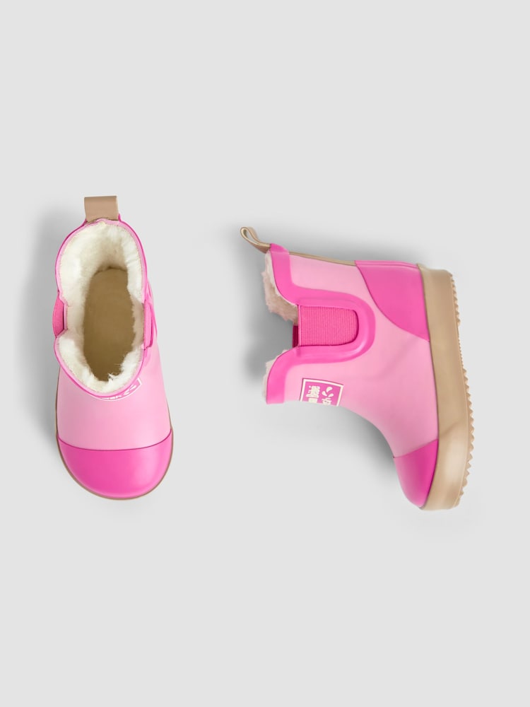 JoJo Maman Bébé Light Pink Cosy Lined Colour Block Wellies - Image 4 of 4