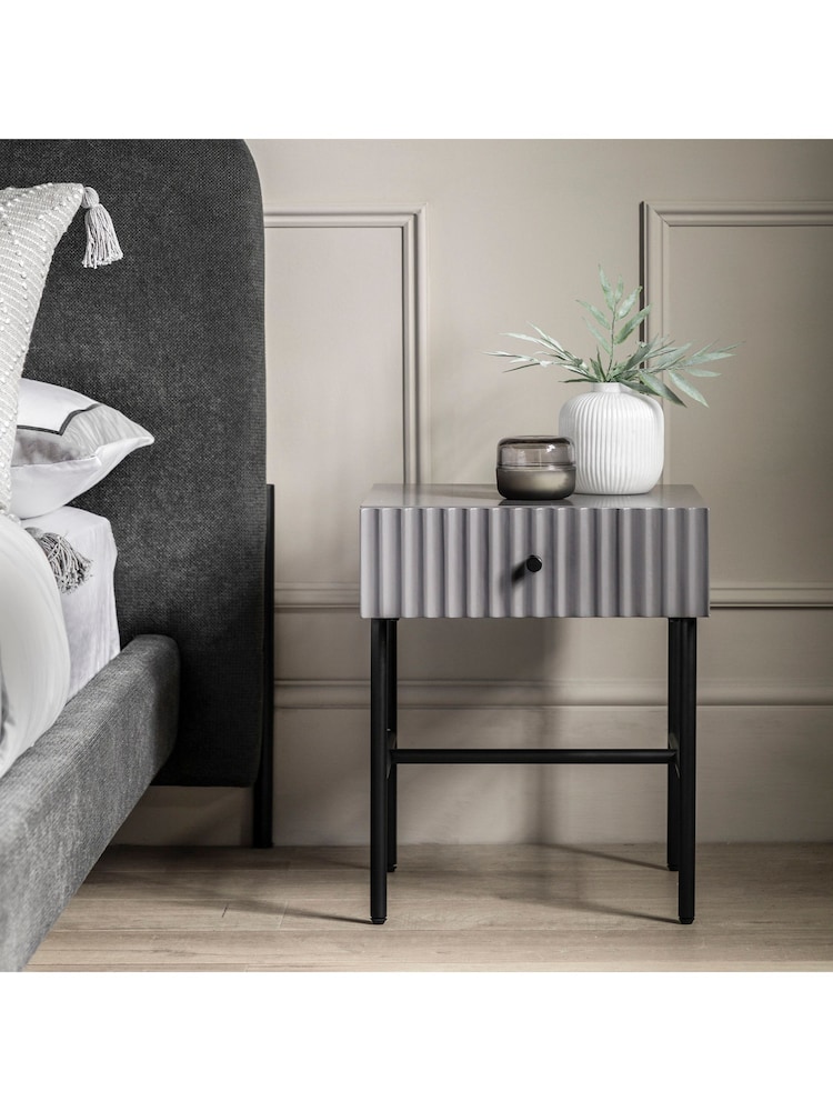 Gallery Home Grey Tetouan 1 Drawer Bedside Table - Image 1 of 6
