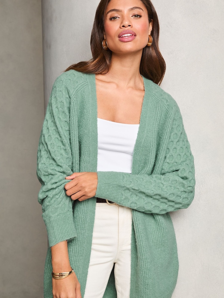 Lipsy Green Knitted Honeycomb Longline Cardigan - Image 4 of 4 Lipsy Green Knitted Honeycomb Longline Cardigan - Image 4 of 4