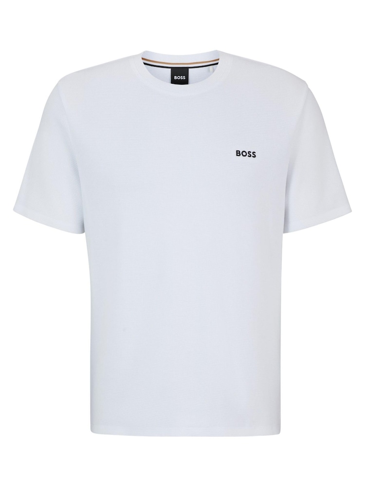 BOSS White Cotton-Blend Pyjama T-Shirt With Embroidered Logo - Image 5 of 5