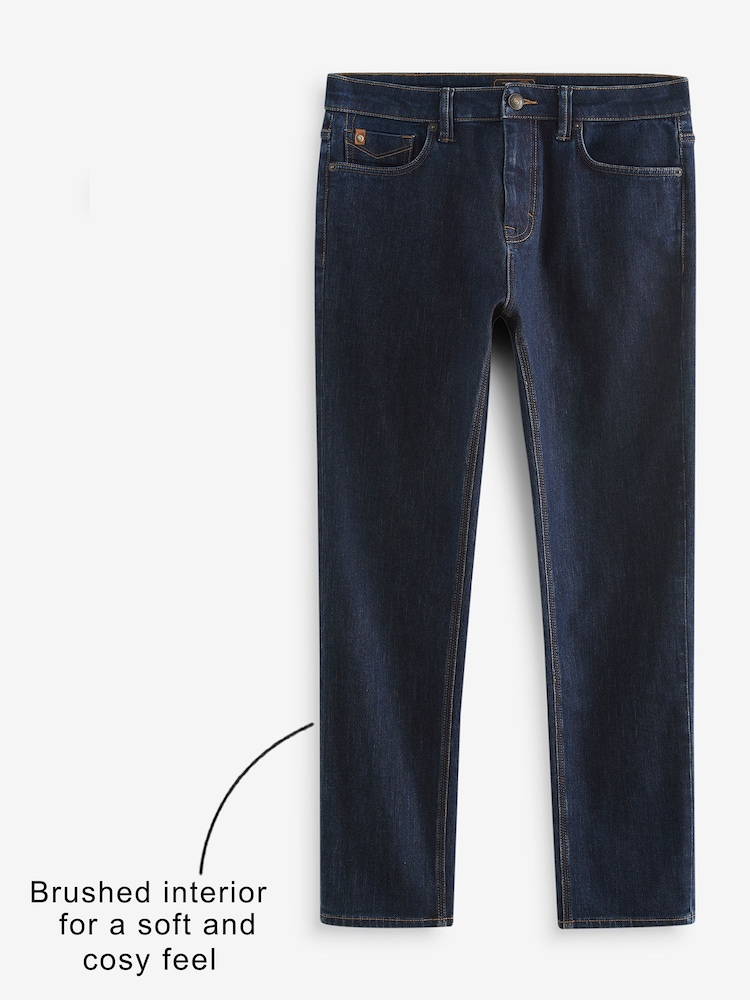 Indigo Blue Slim Fit Signature Cosy Inside Brushed Denim Jeans - Image 4 of 12