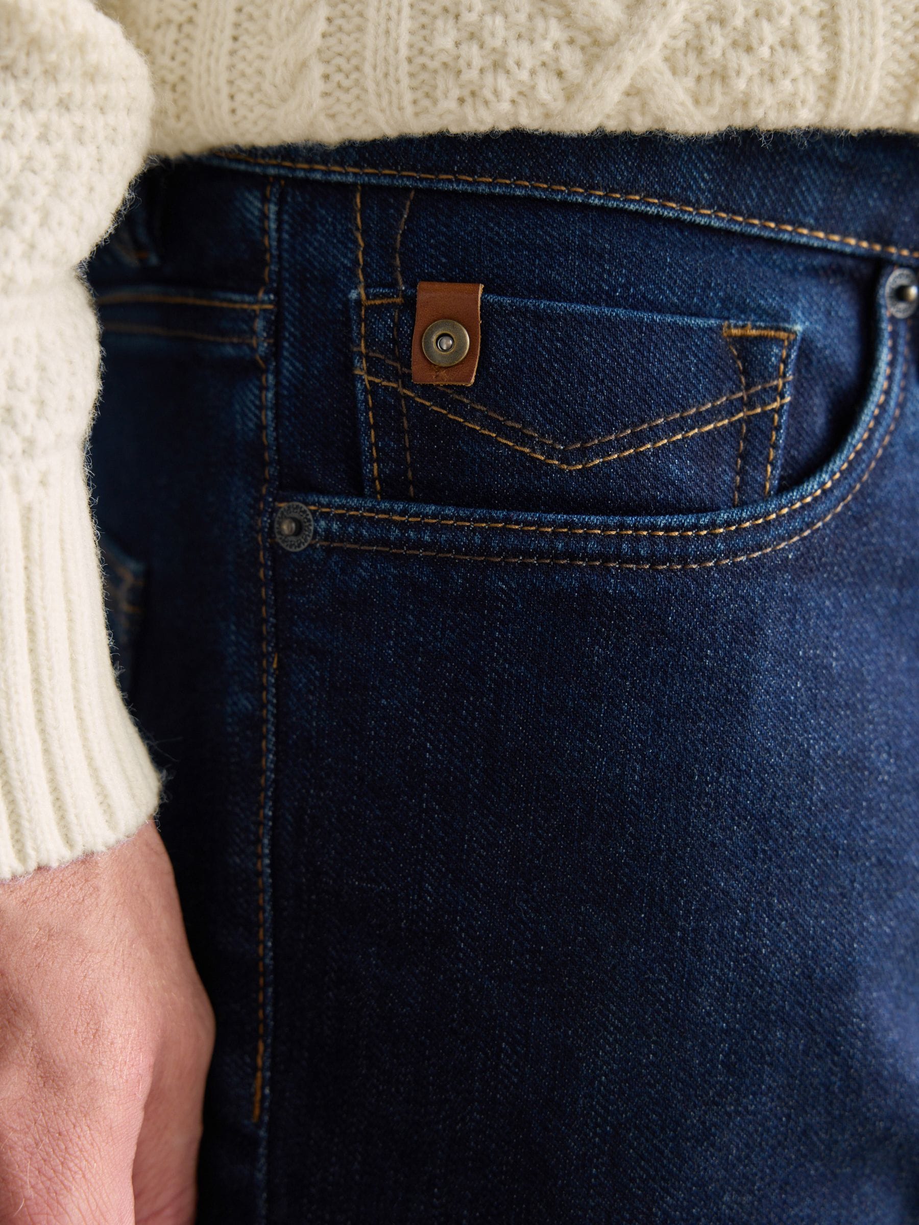 Buy Indigo Blue Slim Fit Signature Cosy Inside Brushed Denim