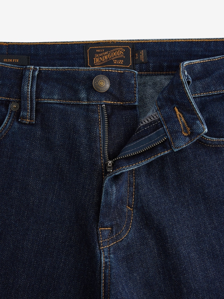 Indigo Blue Slim Fit Signature Cosy Inside Brushed Denim Jeans - Image 9 of 12
