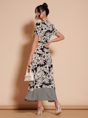 Jolie Moi Black Floral Elsie Viscose Shirt Maxi Dress - Image 2 of 6