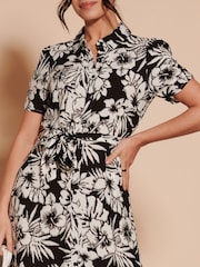 Jolie Moi Black Floral Elsie Viscose Shirt Maxi Dress - Image 6 of 6