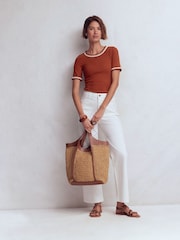 Boden Red Maddie Trim Detail T-Shirt - Image 4 of 6