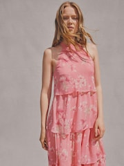 VILA Pink Printed Tierred Maxi Dress - Image 1 of 3