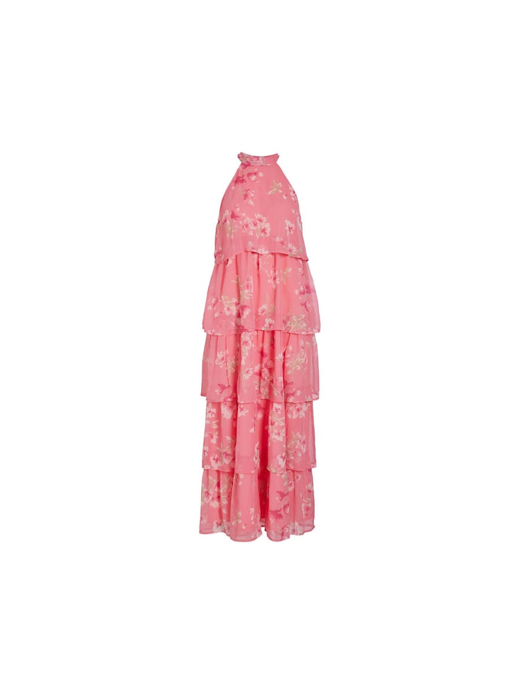 VILA Pink Printed Tierred Maxi Dress - Image 2 of 3