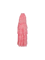 VILA Pink Printed Tierred Maxi Dress - Image 3 of 3