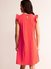 Boden Red 100% Cotton Georgina Pom Ruffle Dress - Image 4 of 5