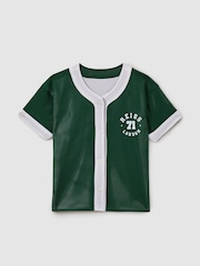 Reiss Dark Green/Optic White Cooper 3-9 yrs Airtex Reversible Baseball Shirt - Image 2 of 6