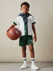 Reiss Dark Green/Optic White Cooper 3-9 yrs Airtex Reversible Baseball Shirt - Image 5 of 6