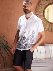 Negru - Pantaloni scurți Threadbare Lenjerie de pat Blend Cargo - Image 3 of 4