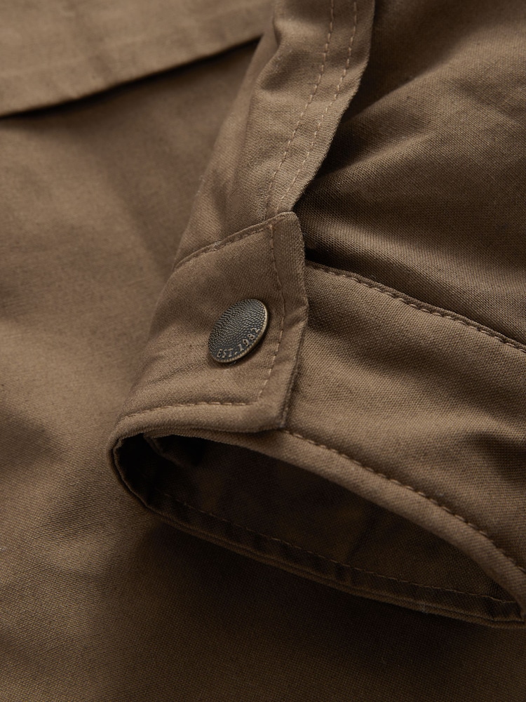 Tan Brown 100% Cotton Corduroy Collar Shacket - Image 14 of 14
