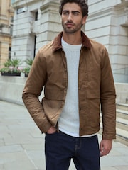 Tan Brown 100% Cotton Corduroy Collar Shacket - Image 2 of 14