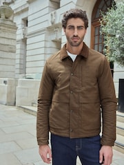 Tan Brown 100% Cotton Corduroy Collar Shacket - Image 5 of 14