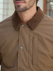 Tan Brown 100% Cotton Corduroy Collar Shacket - Image 6 of 14