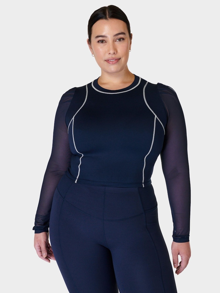 Sweaty Betty Navy Blue Puff Long Sleeve Top - Image 1 of 6