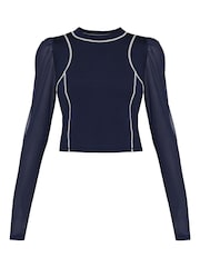 Sweaty Betty Navy Blue Puff Long Sleeve Top - Image 6 of 6