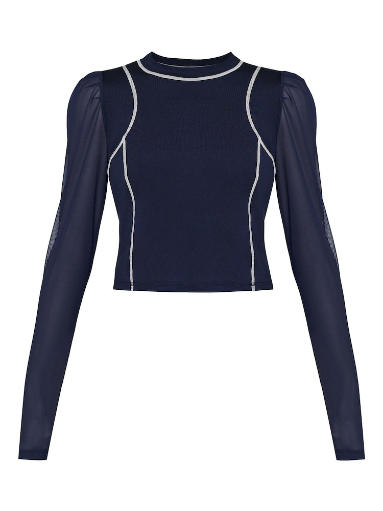 Sweaty Betty Navy Blue Puff Long Sleeve Top - Image 6 of 6
