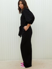 Oliver Bonas Black Button Through Jersey Jumpsuit - Image 2 of 8