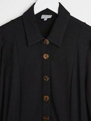 Oliver Bonas Black Button Through Jersey Jumpsuit - Image 6 of 8