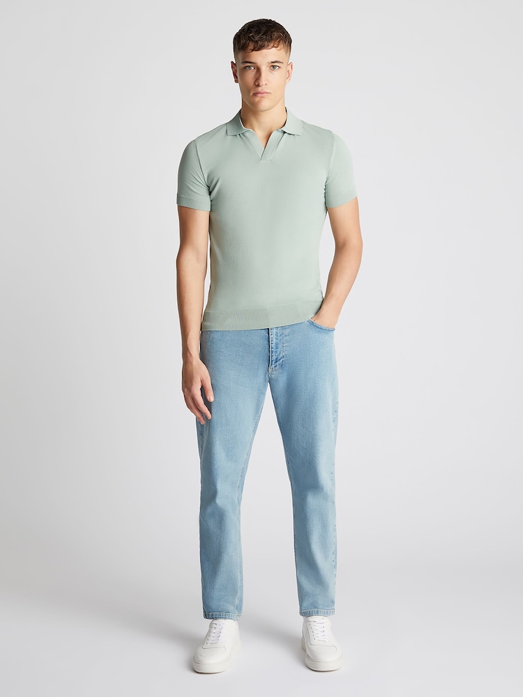 Remus Uomo Green Slim Fit Knitted 100% Cotton Short Sleeve Polo Shirt - Image 2 of 6