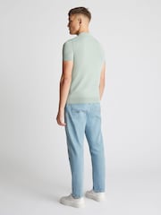 Remus Uomo Green Slim Fit Knitted 100% Cotton Short Sleeve Polo Shirt - Image 3 of 6