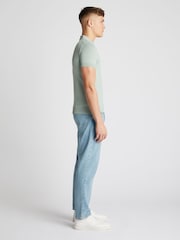 Remus Uomo Green Slim Fit Knitted 100% Cotton Short Sleeve Polo Shirt - Image 4 of 6