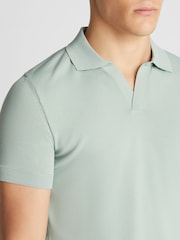 Remus Uomo Green Slim Fit Knitted 100% Cotton Short Sleeve Polo Shirt - Image 5 of 6