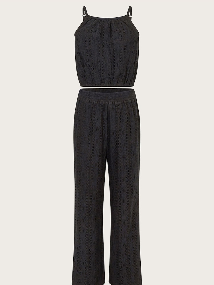 Monsoon Black Lace Top And Trousers Set - Image 1 of 3