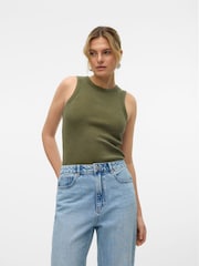 VERO MODA Brown Washed Ribbed High Neck Vest - Image 1 of 6