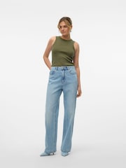 VERO MODA Brown Washed Ribbed High Neck Vest - Image 3 of 6