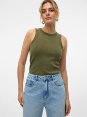 VERO MODA Brown Washed Ribbed High Neck Vest - Image 5 of 6