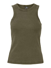 VERO MODA Brown Washed Ribbed High Neck Vest - Image 6 of 6