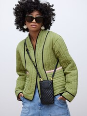 Oliver Bonas Black Balla Woven Crossbody Phone Bag - Image 2 of 8