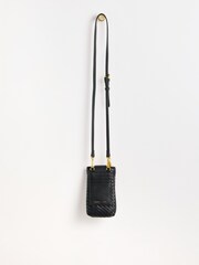 Oliver Bonas Black Balla Woven Crossbody Phone Bag - Image 6 of 8