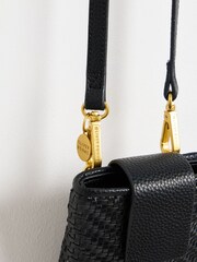 Oliver Bonas Black Balla Woven Crossbody Phone Bag - Image 8 of 8