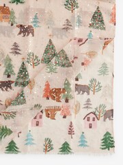 Christmas Bear Scene Foil Lightweight Scarf - Image 7 of 8