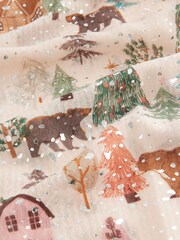 Christmas Bear Scene Foil Lightweight Scarf - Image 8 of 8