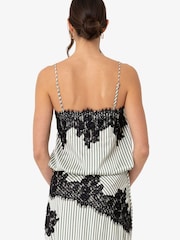 Amy Lynn Green Sienna Green Stripe Satin Lace Contrast Top - Image 4 of 6